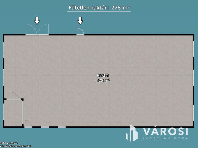 Kiadó fűtetlen 278 m2-es raktár Szentendrén